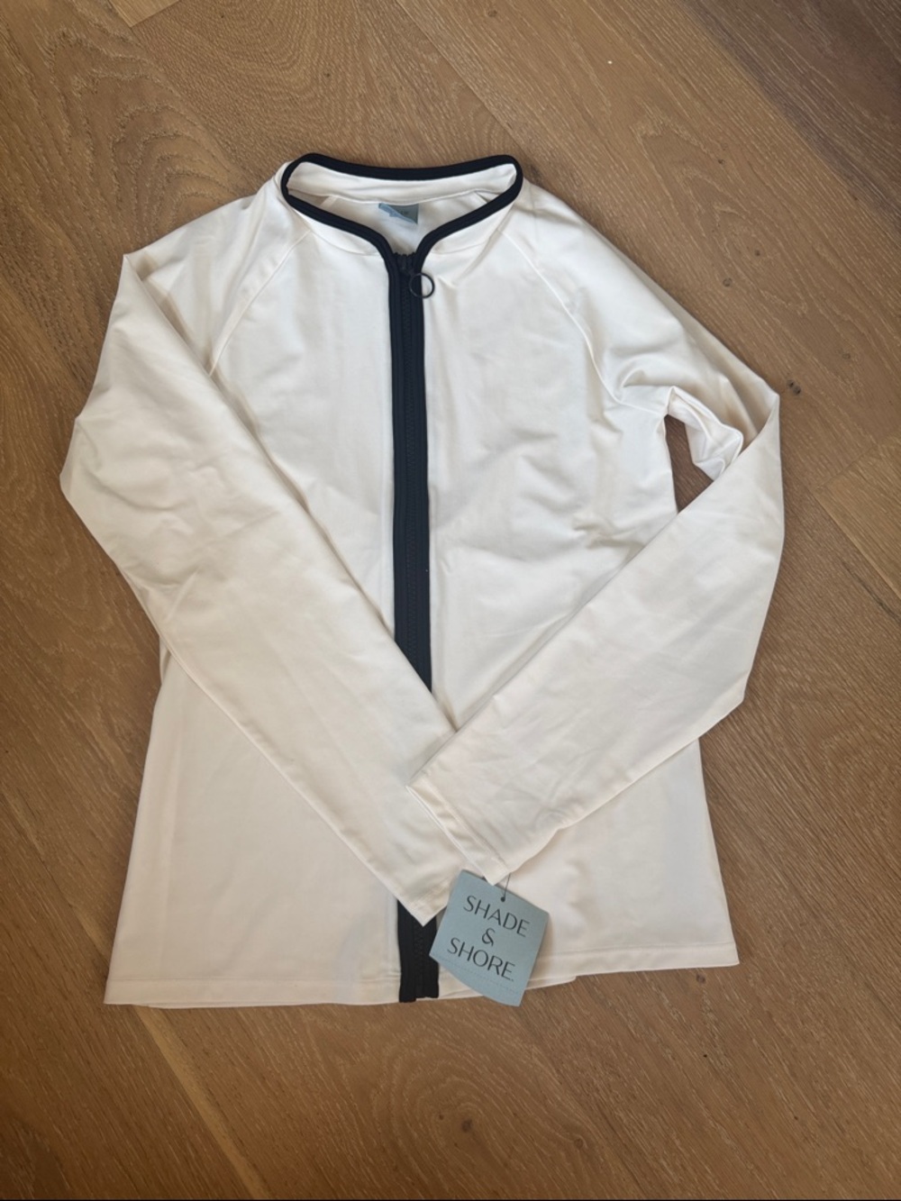 Shade & Shore Women's Zip-Front  Long sleeve Swim Rash Guard Top NWT